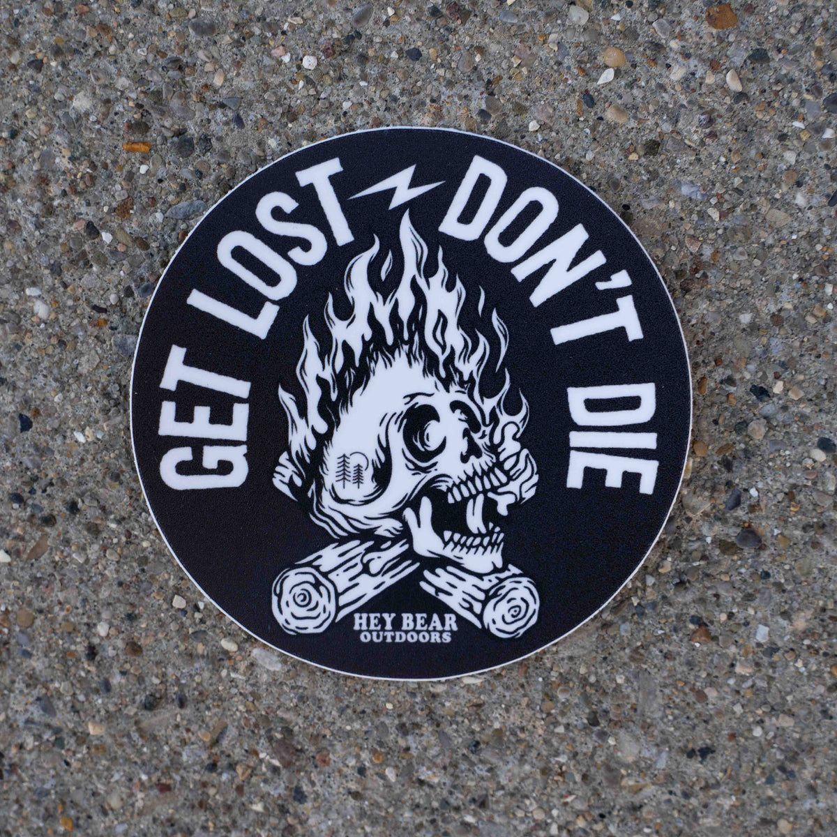 Get Lost - Don't Die Flaming Skull Sticker