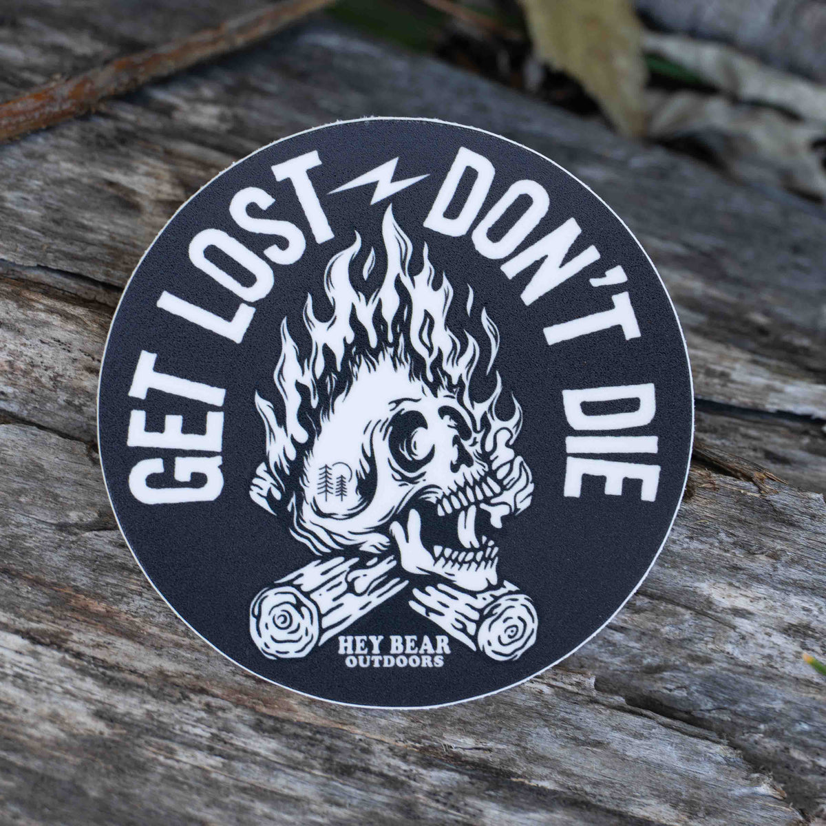 Get Lost - Don't Die Flaming Skull Sticker