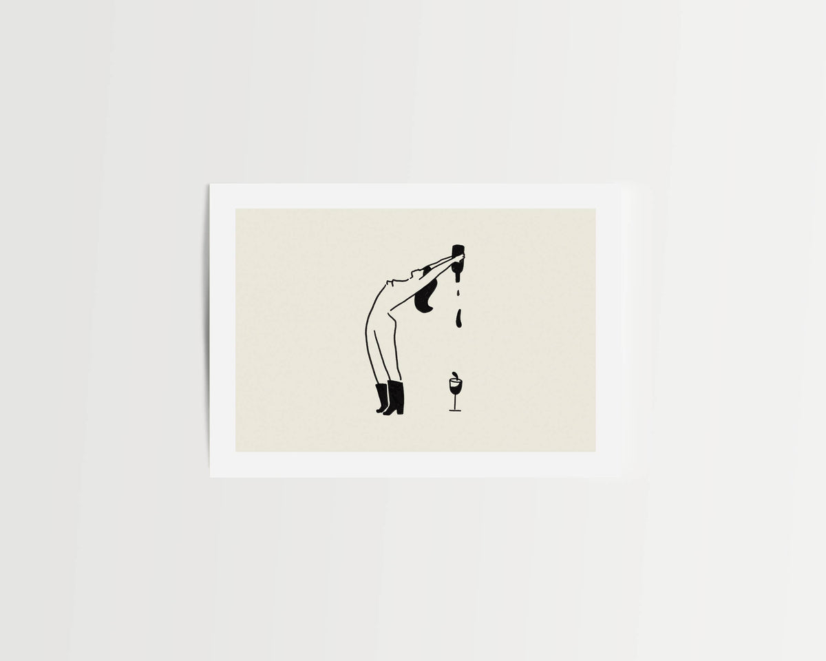 "Bottoms Up" Minimal Natural Wine Art Print