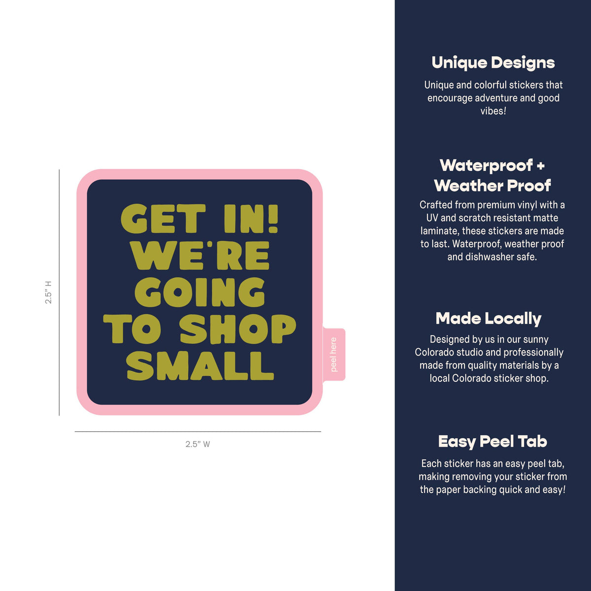 Get In! We&#39;re Going To Shop Small Vinyl Sticker