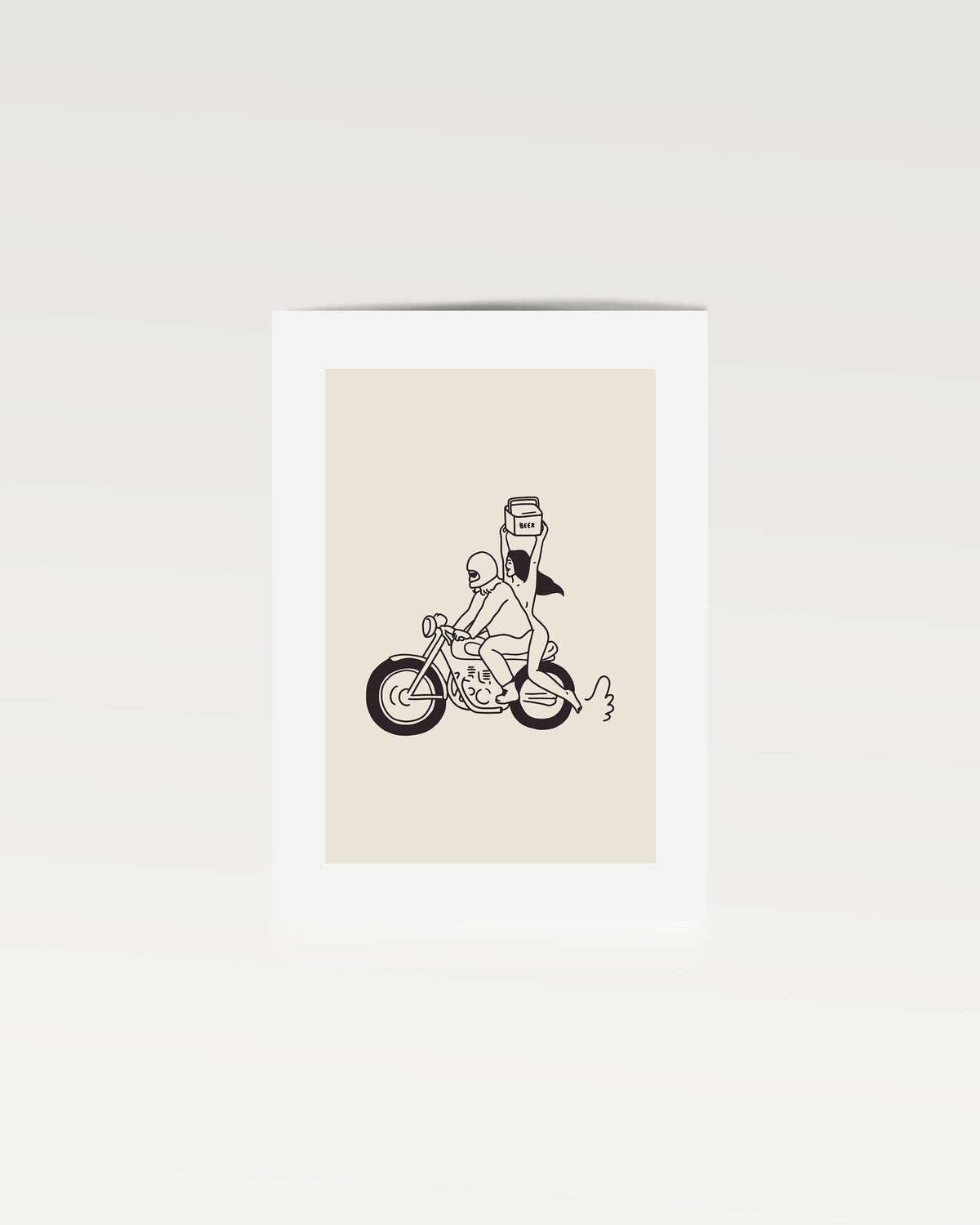 &quot;Beer Run&quot; Minimal Motorcycle Wall Art Retro Home Decor
