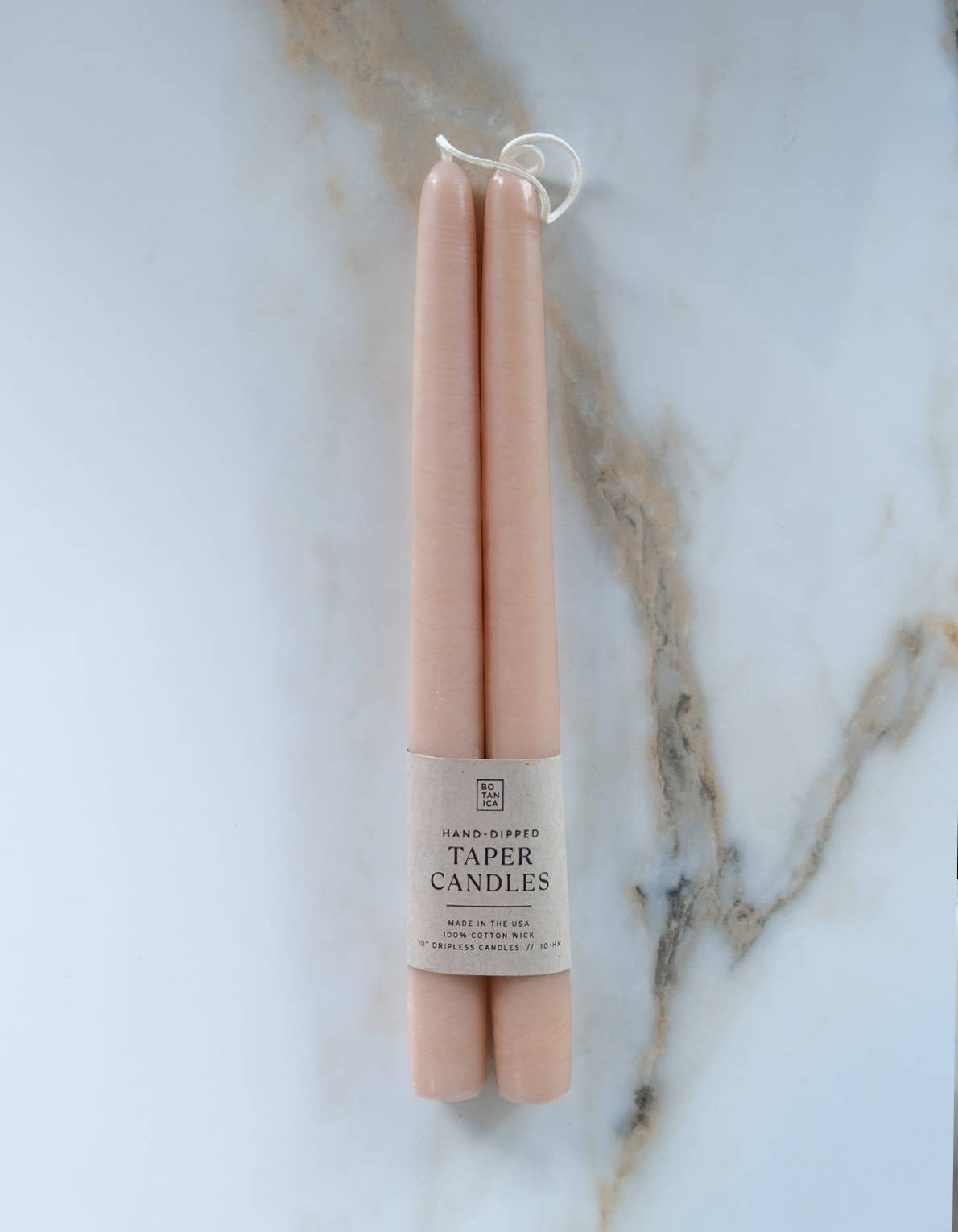 10" Hand-Dipped Taper Candle Pair | Nude