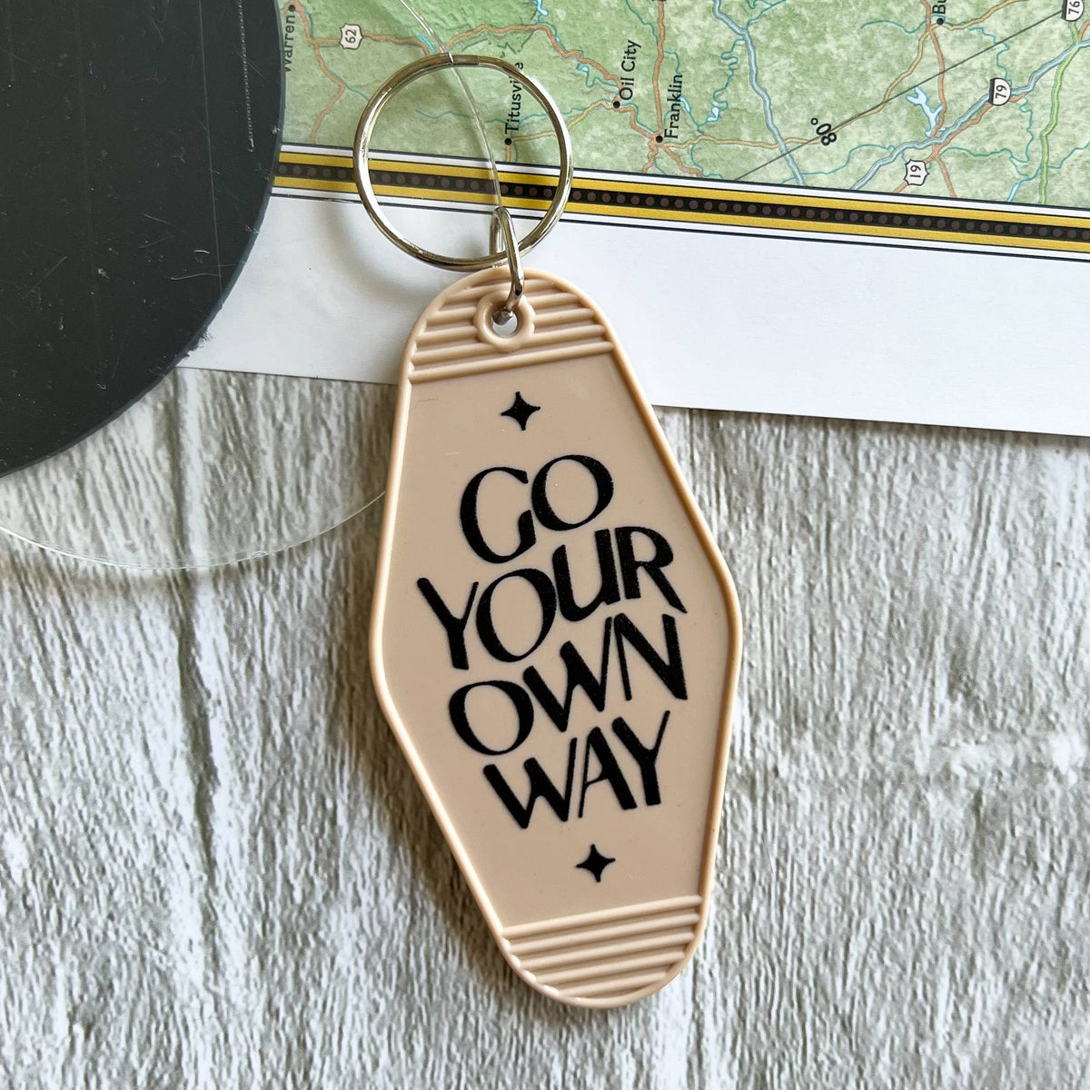 Go Your Own Way Motel Tag Keychain