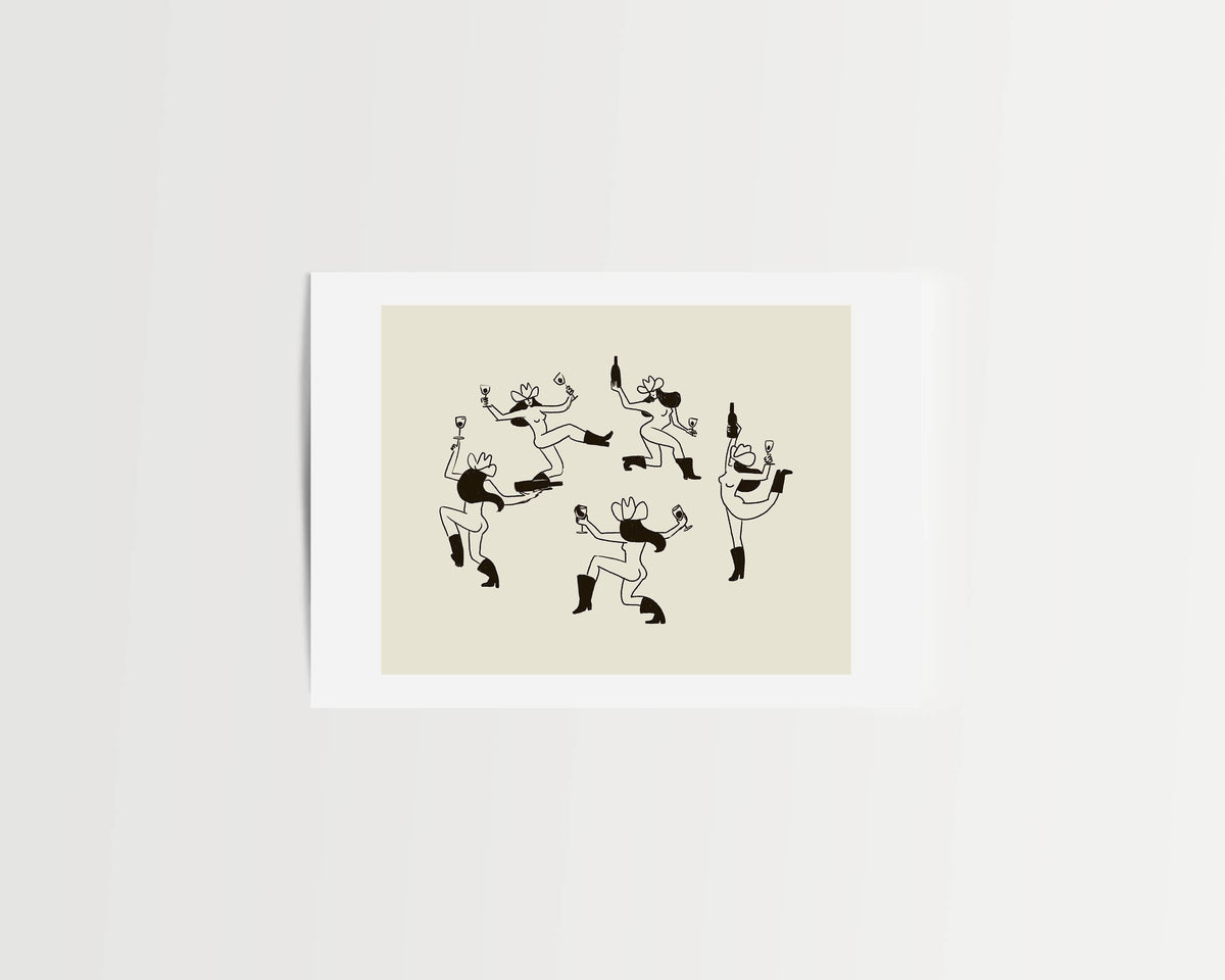 Cowgirl Dance, Vintage Western-Inspired Minimal Art Print