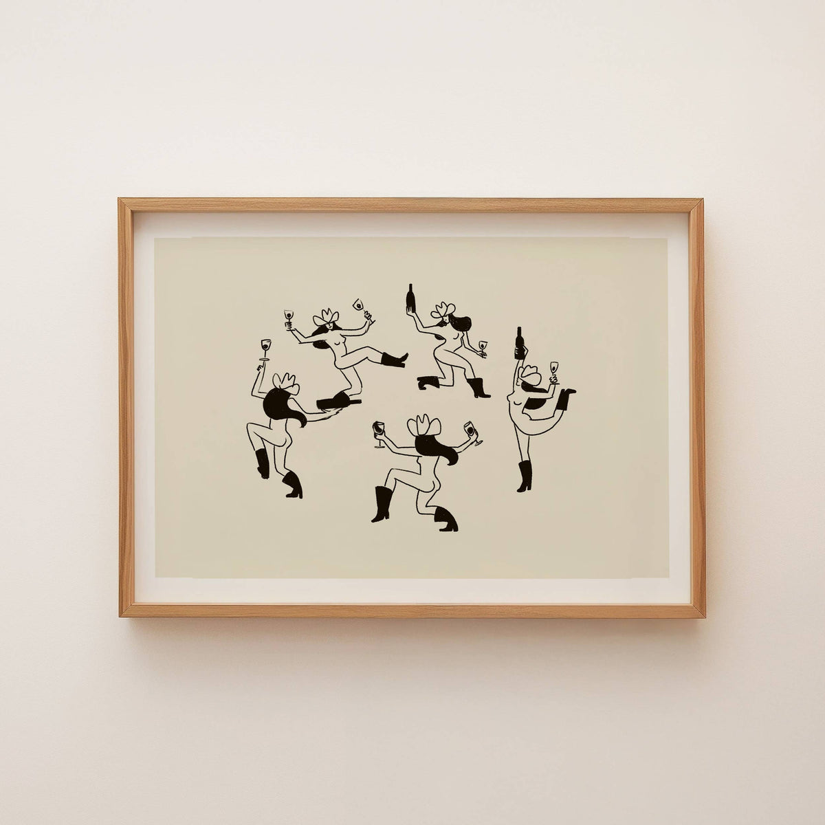 Cowgirl Dance, Vintage Western-Inspired Minimal Art Print