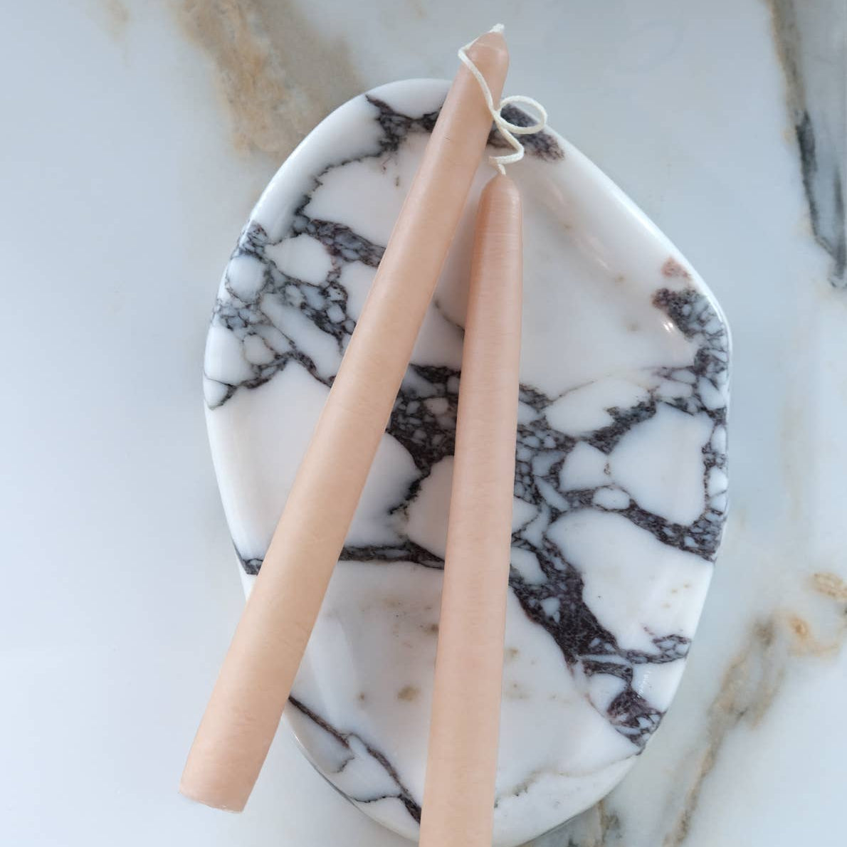 10" Hand-Dipped Taper Candle Pair | Nude