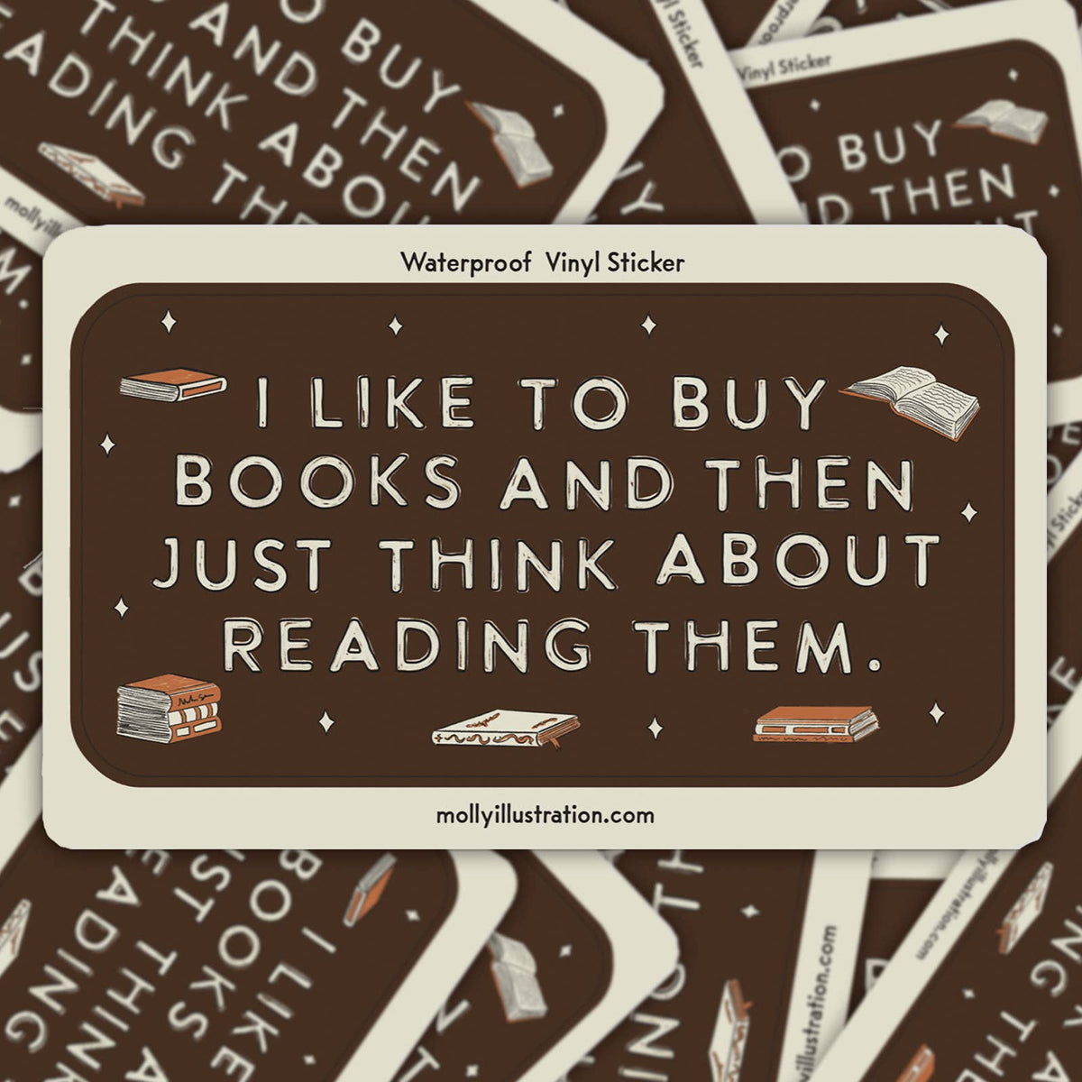 I Like to Buy Books Waterproof Vinyl Sticker