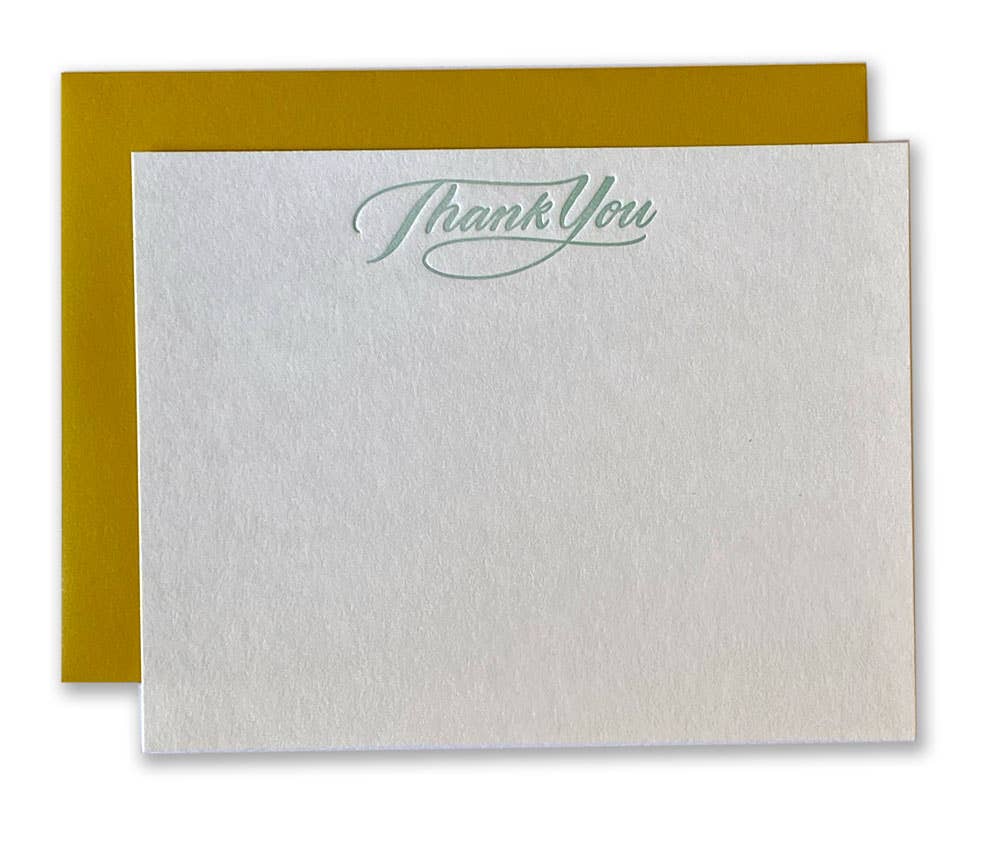 Thank You Script Boxed (Set of 6) Letterpress Cards