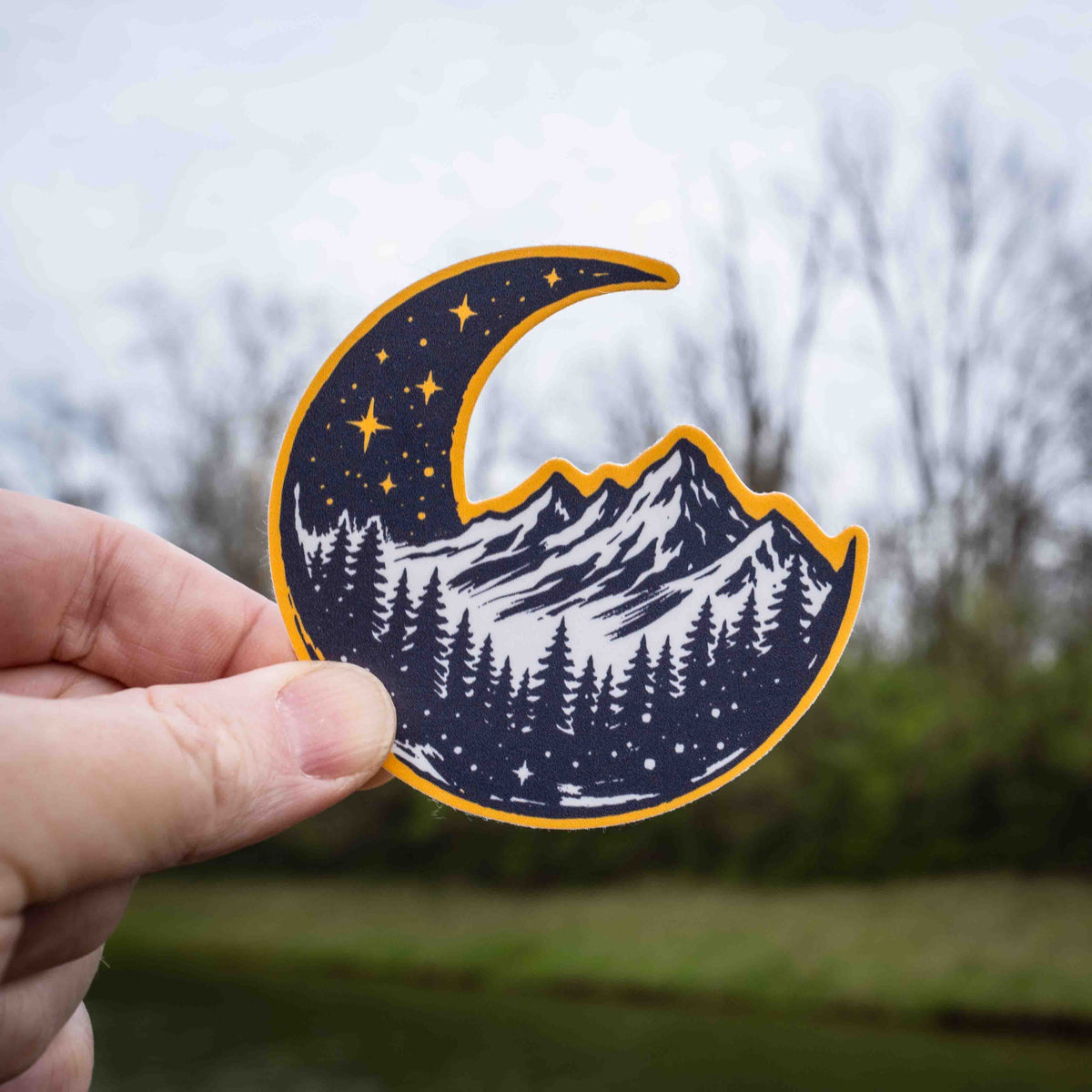 Night Sky Adventures - Stars & Moon Nature Mountains Sticker