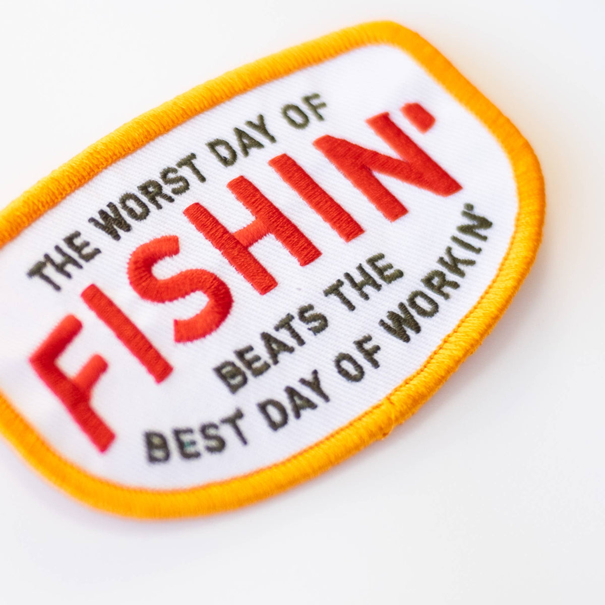 Fishin&#39; Beats Workin&#39; Embroidered Iron on Patch