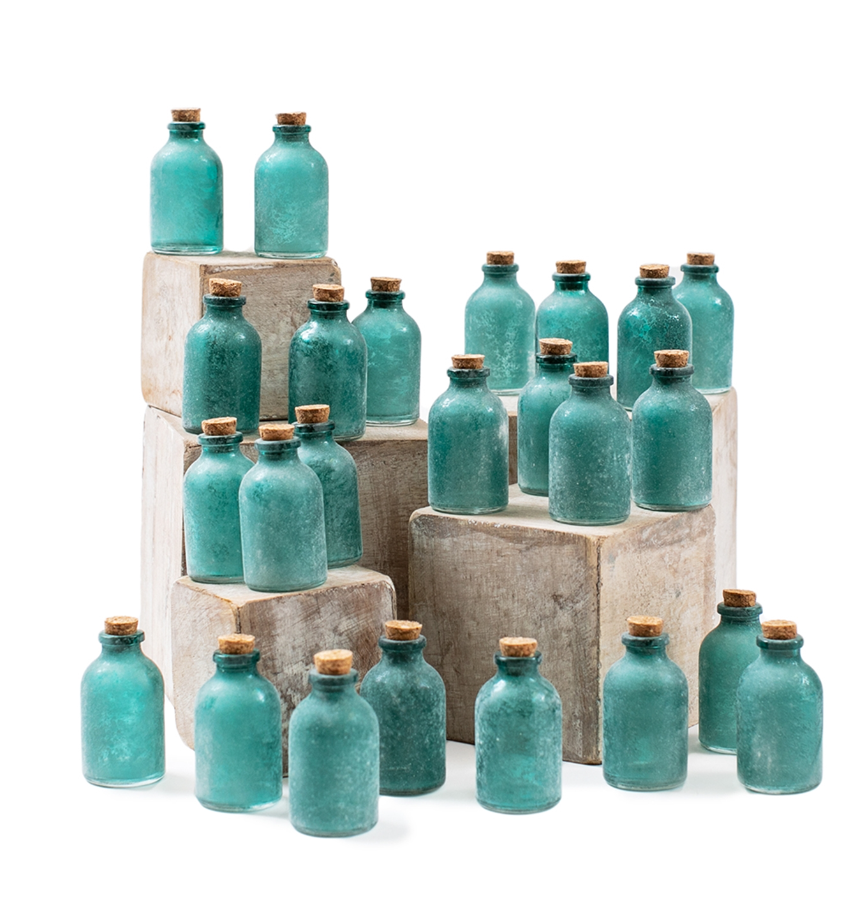 Frosted Green Mini Bottle with Cork