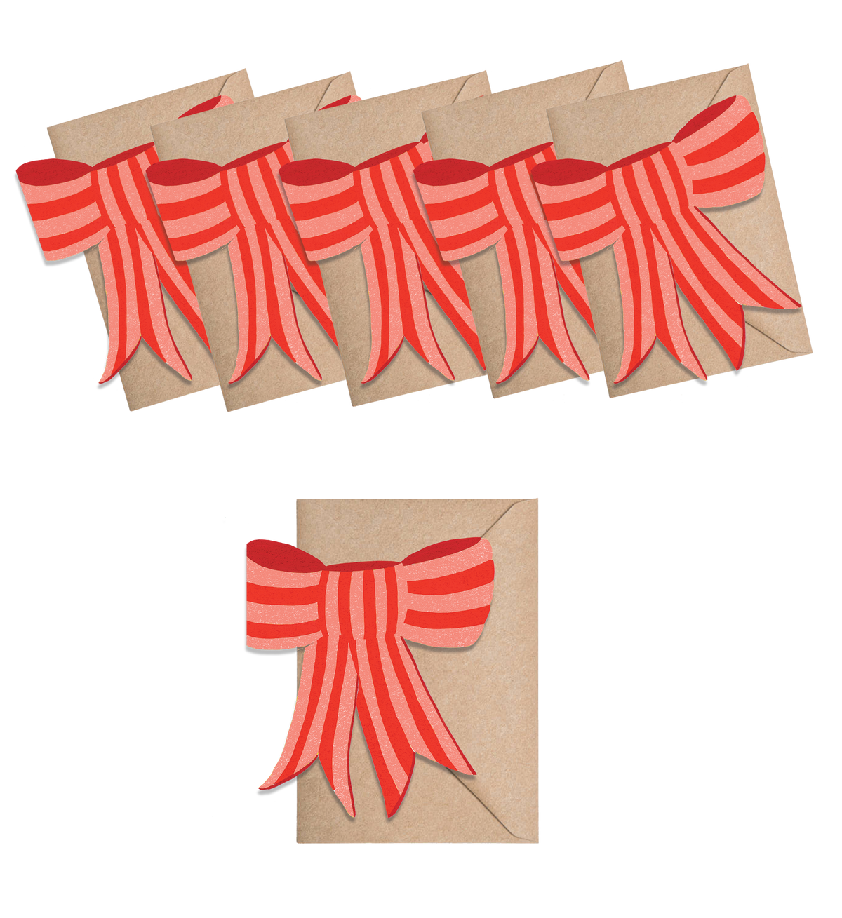 Pink Stripy Bow Mini Cards