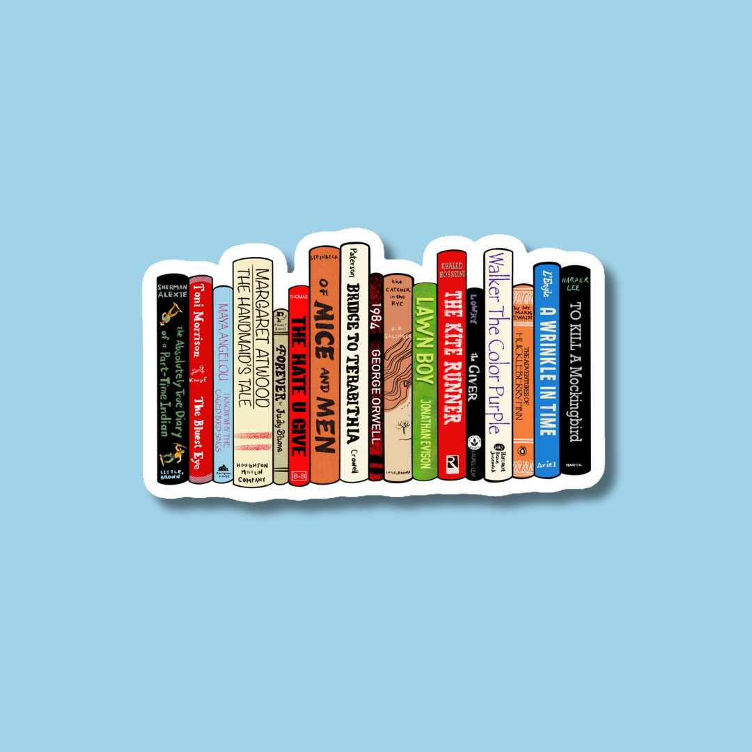 Banned Books Bookshelf Sticker