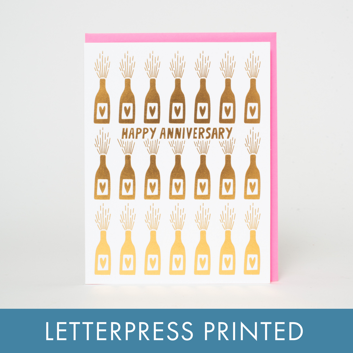 Anniversary Bottles Letterpress Greeting Card by Ashkahn