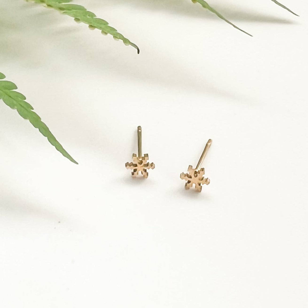 Mini Gold Snowflake Studs