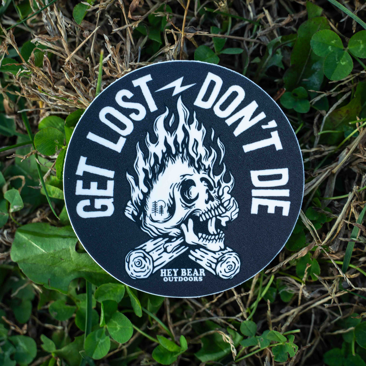 Get Lost - Don't Die Flaming Skull Sticker