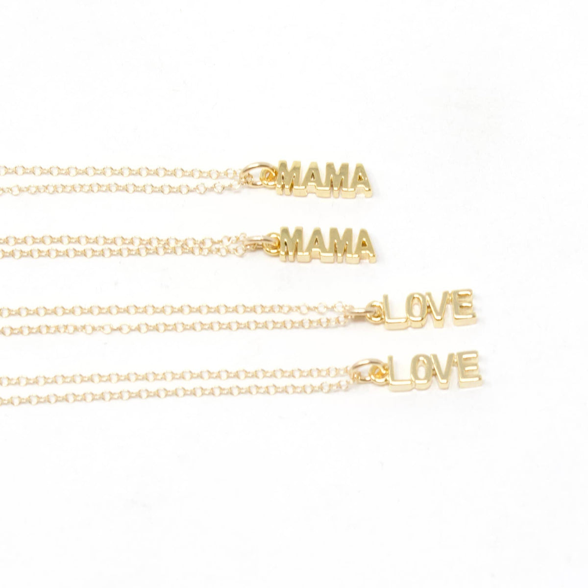 Little Phrase Charm Necklaces: Gold MAMA