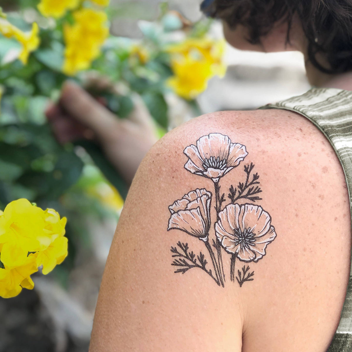 Golden Poppy Temporary Tattoo