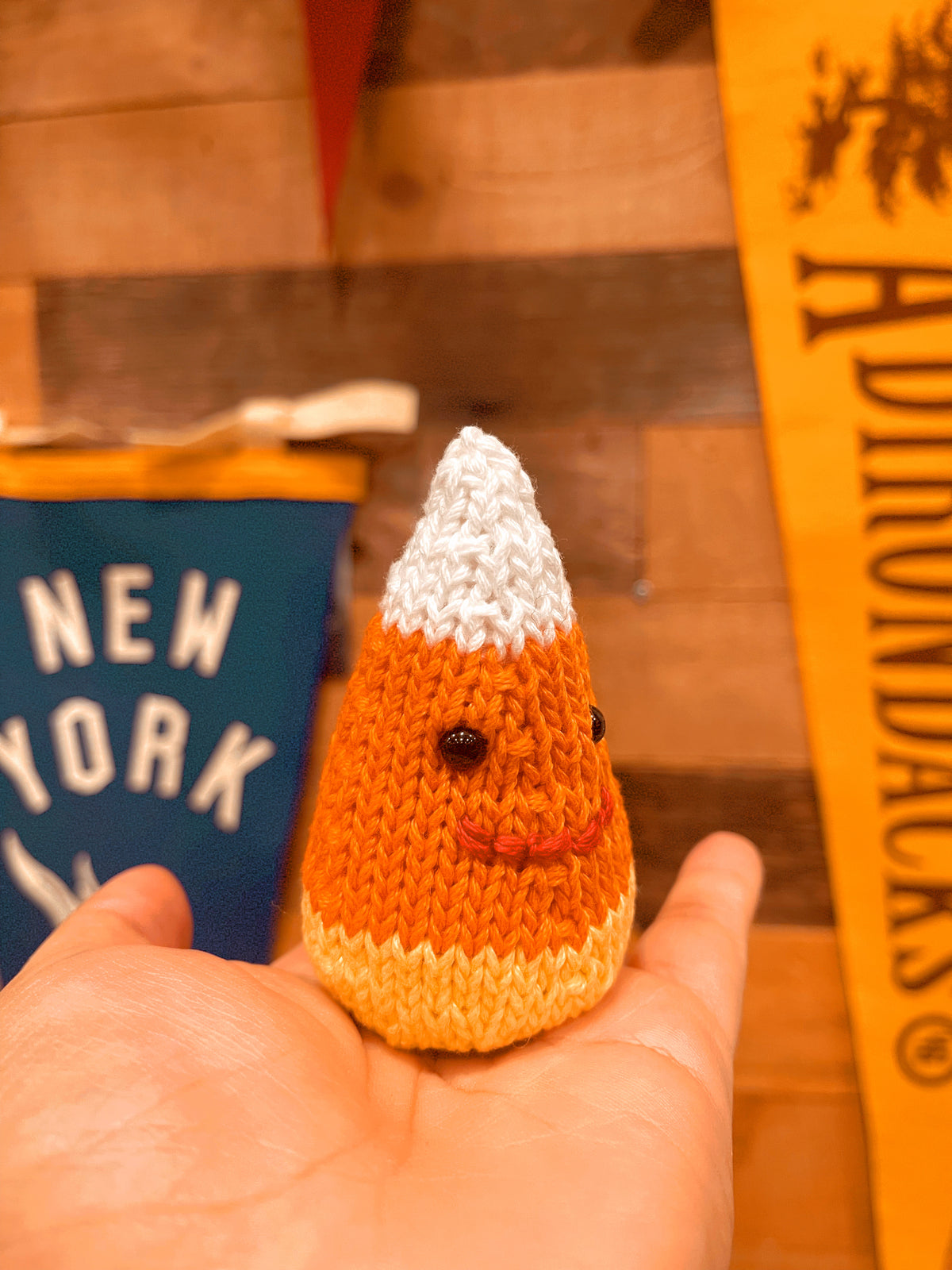 Hand Knit Candy Corn