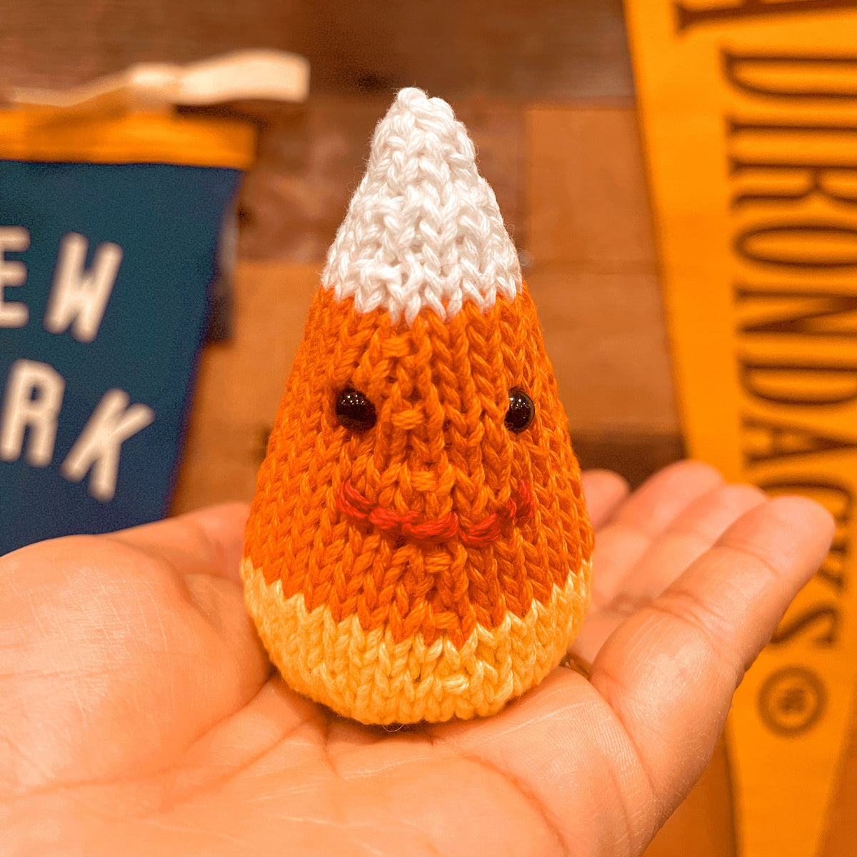 Hand Knit Candy Corn