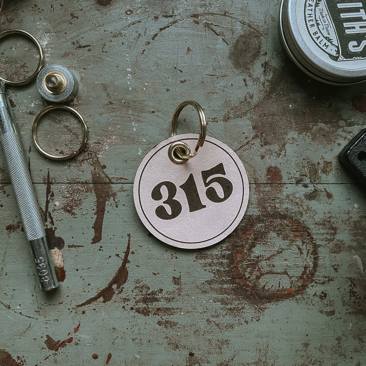 315 Area Code Leather Keychain