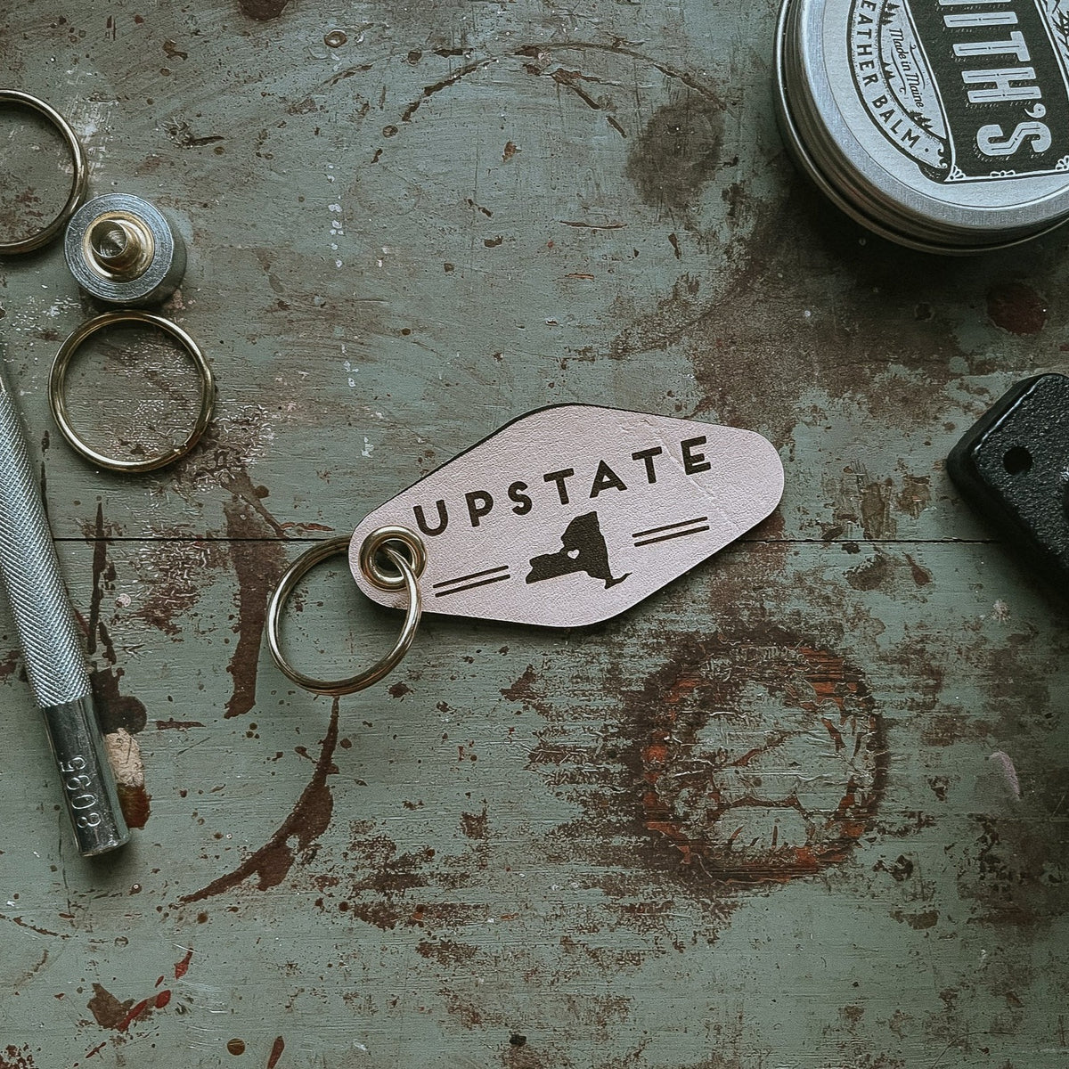 Upstate New York Leather Keychain