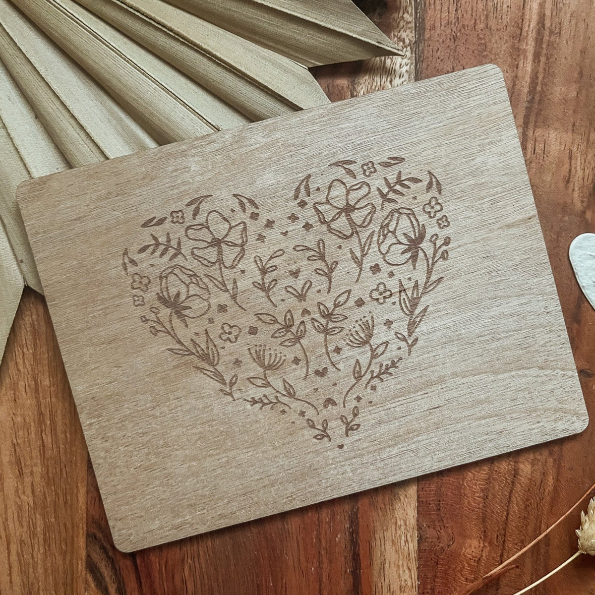 Floral Heart Wooden Card