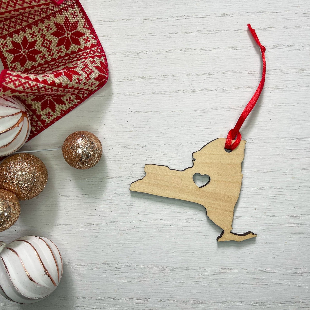New York State Heart Cut Out Ornament