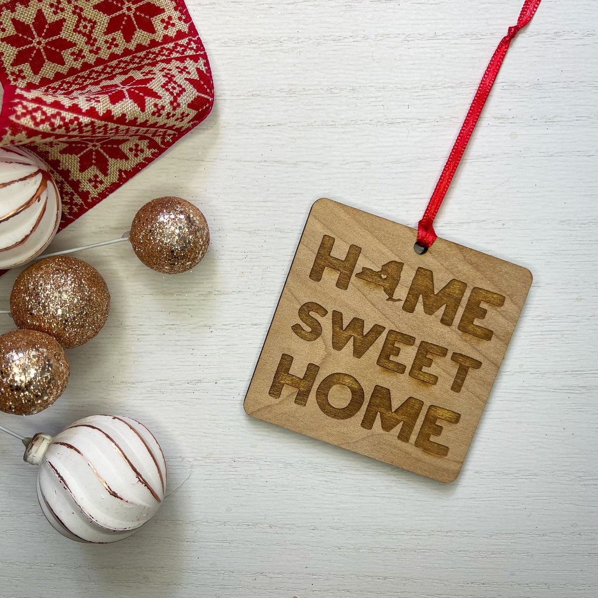 Home Sweet Home NY Wood Ornament
