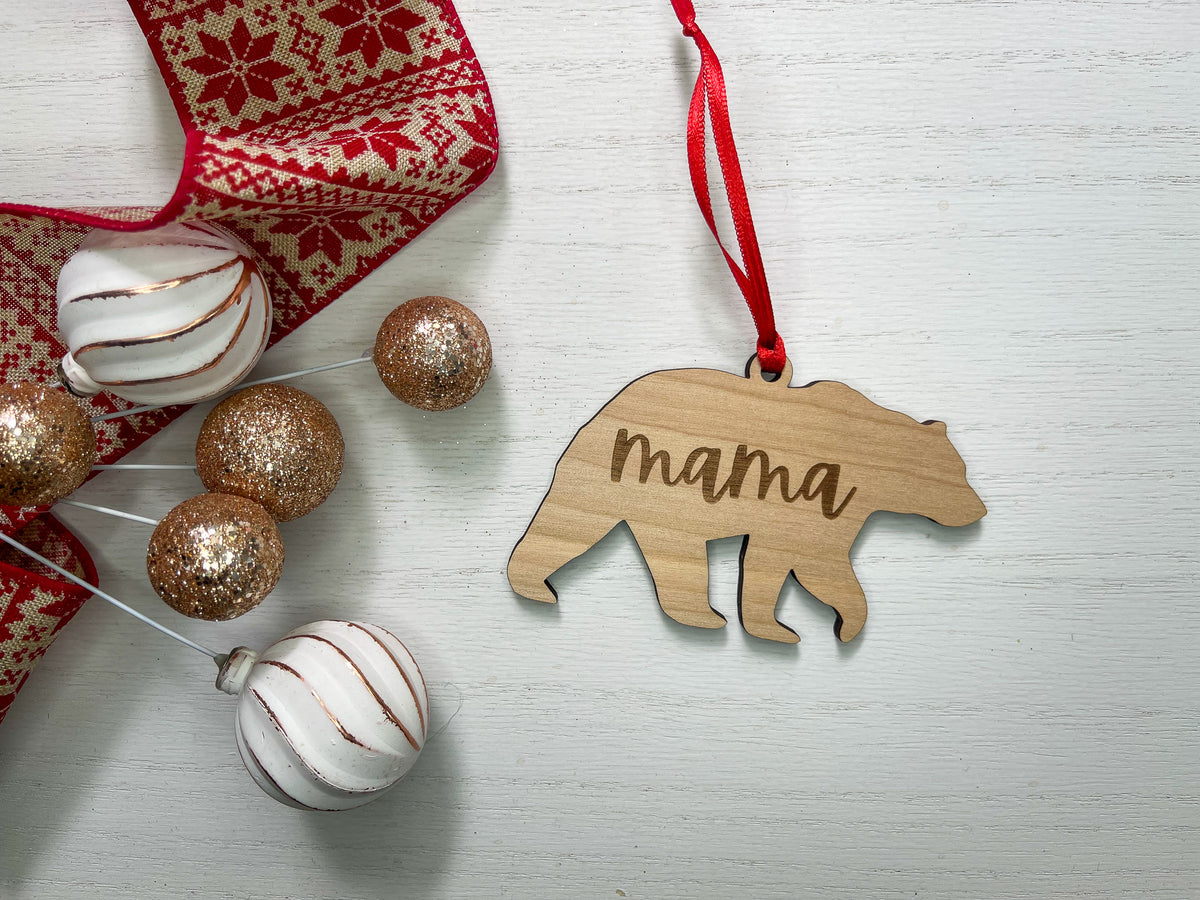 Mama Bear Wood Ornament