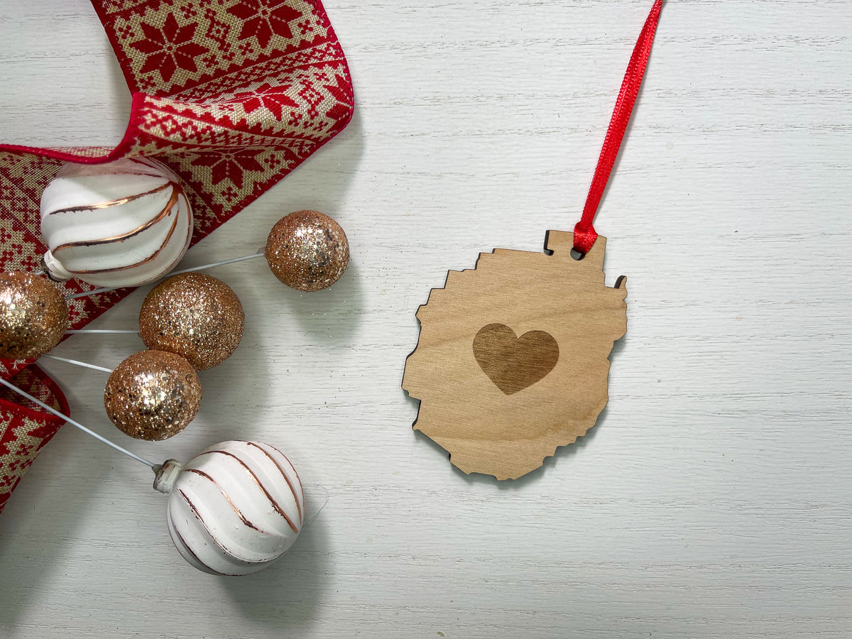 Adirondack Park Engraved Heart Wood Ornament