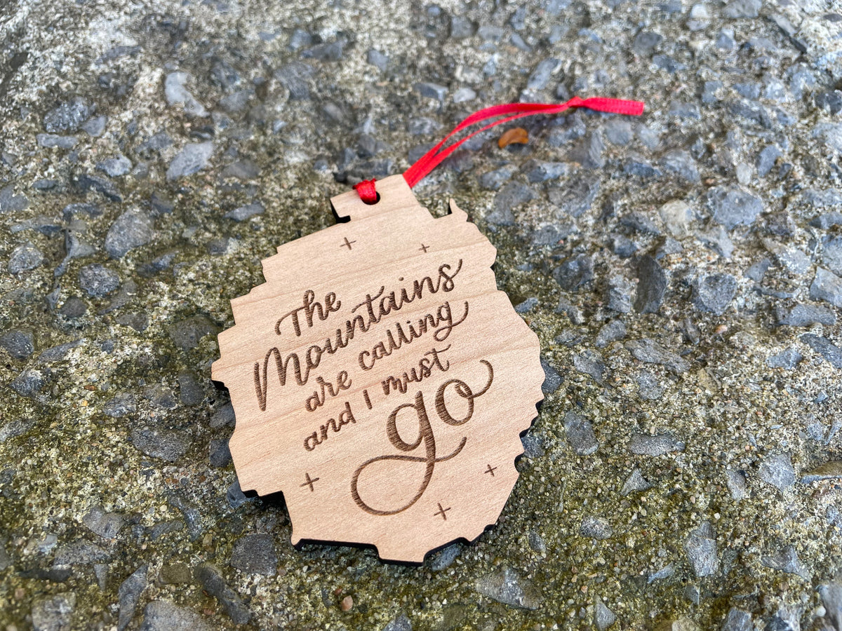 The Mountains are Calling ADK Wood Ornament