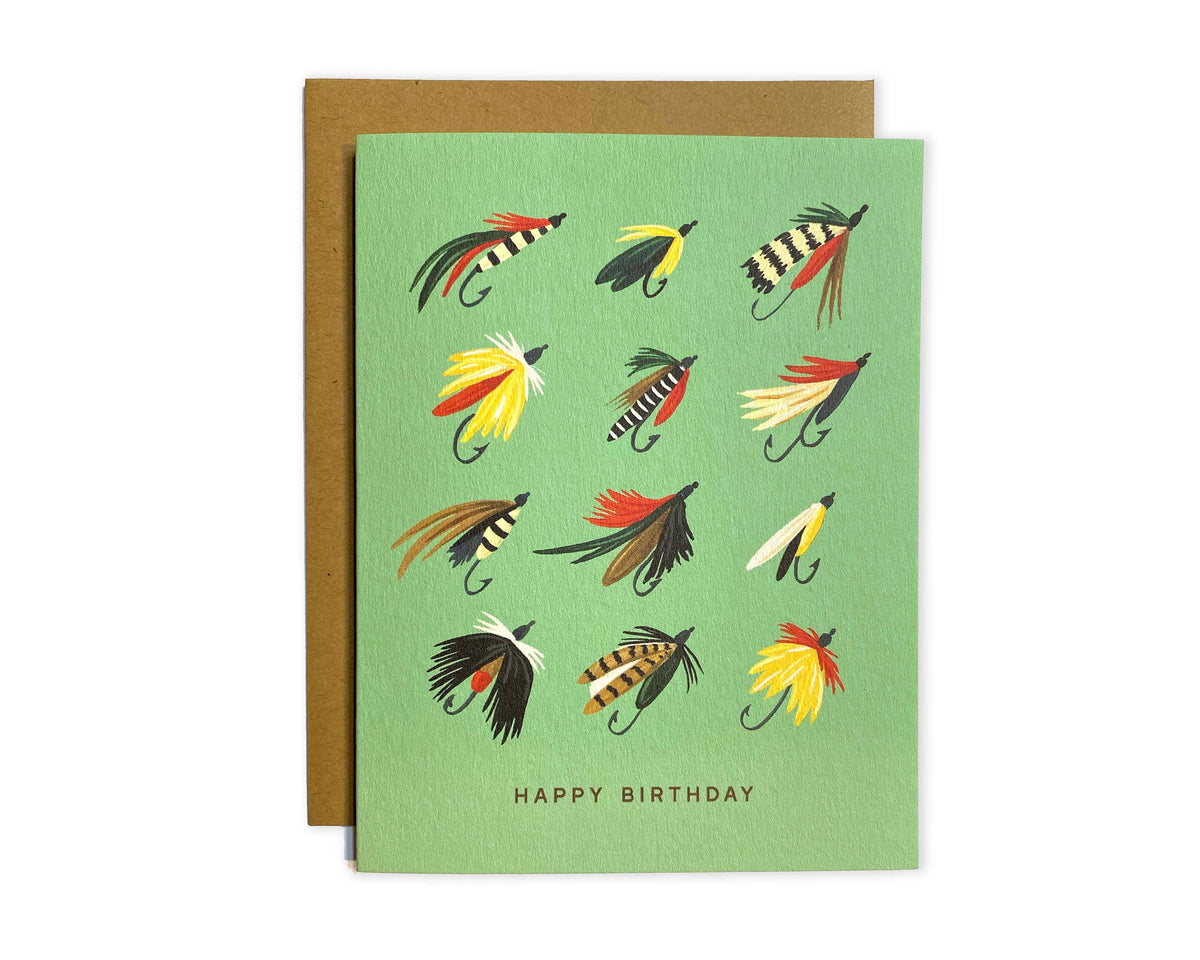Happy Birthday Fishing Flies Greeting Card