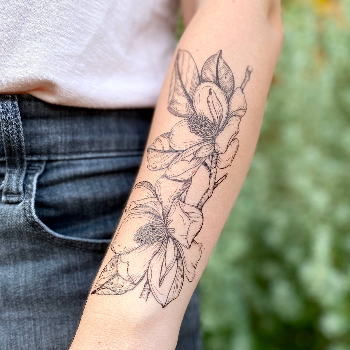 Magnolia Flower Temporary Tattoo