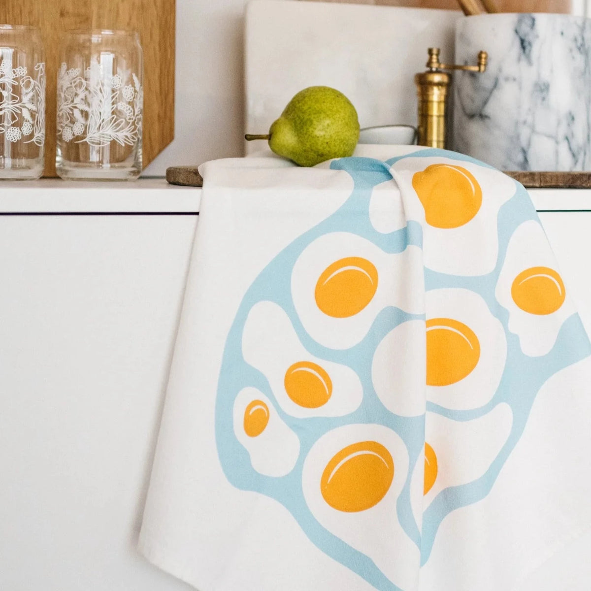 Fried Eggs Flour Sack Tea Towel